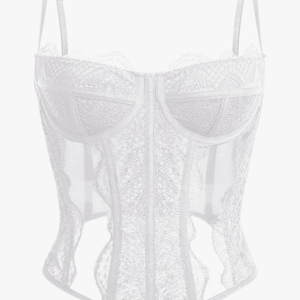 Elegant White Lace Bustier